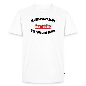 Je suis pas parfait je suis supporter Bayonnais - T-shirt Premium bio Homme - blanc - Devant - Nico (187cm)