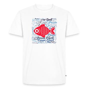 FISH. APRIL FOOL. HOLIDAY. SUMMER. HUMOR - Men's Premium Organic T-Shirt - white - Front - Nico (187cm)
