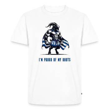 Je suis fier de mes racines grecques - T-shirt Premium bio Homme - blanc - Devant - Nico (187cm)