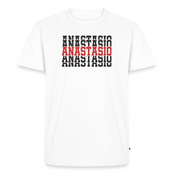 t-shirt Anastasio t-shirt cadeau texte empilé - T-shirt Premium bio Homme - blanc - Devant - Nico (187cm)