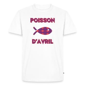 POISSON D'AVRIL - T-shirt Premium bio Homme - blanc - Devant - Nico (187cm)