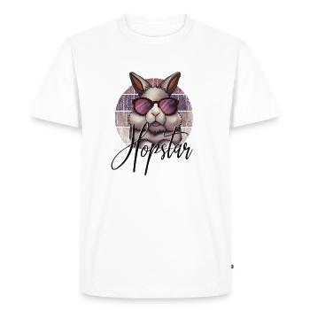 Lapin de Pâques cool avec des lunettes Hoppel Bunny Hopster - T-shirt Premium bio Homme - blanc - Devant - Nico (187cm)