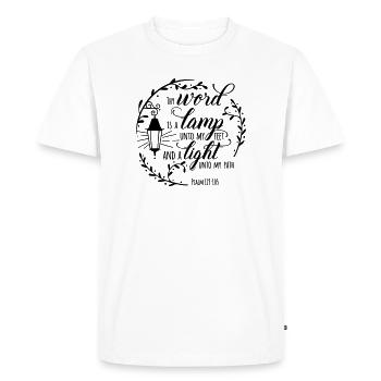 Ta parole est une lampe à mes pieds - T-shirt Premium bio Homme - blanc - Devant - Nico (187cm)
