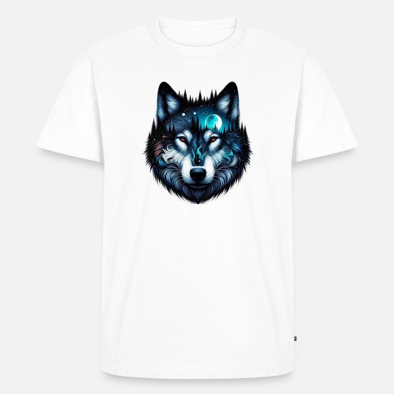 Wolf - Männer Premium Bio T-Shirt - Weiß