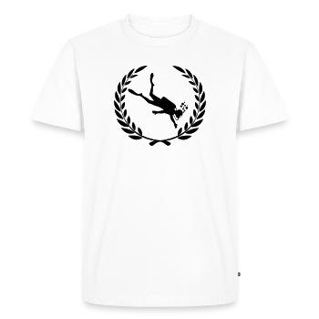 Diver underwater in laurel wreath - Men's Premium Organic T-Shirt - white - Front - Nico (187cm)