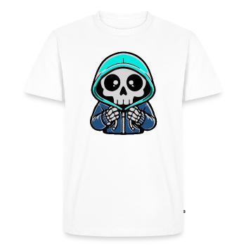 Skeleton Hoodie Neon Blue - Men's Premium Organic T-Shirt - white - Front - Nico (187cm)