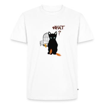 Little black cute kitten and bird - Men's Premium Organic T-Shirt - white - Front - Nico (187cm)