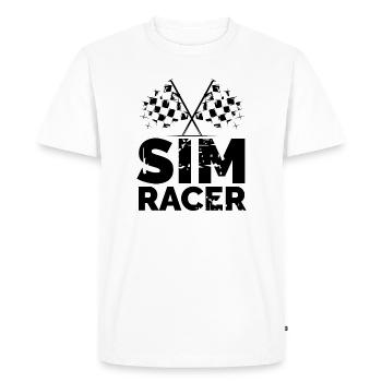 Sim Racer Gaming Drapeau à damier Gamer Racer Équipe - T-shirt Premium bio Homme - blanc - Devant - Nico (187cm)