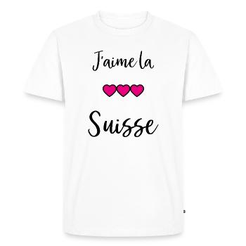 SUISSE. HUMOUR. PAYS. DRAPEAU. GENEVE. LAUSANNE - T-shirt Premium bio Homme - blanc - Devant - Nico (187cm)