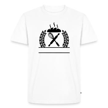 Grain wreath with rolling pin whisk and bread - Men's Premium Organic T-Shirt - white - Front - Nico (187cm)