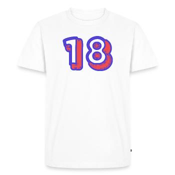 18. 18 ANS. 18e ANNIVERSAIRE. ANNIVERSAIRE 18 ANS. - T-shirt Premium bio Homme - blanc - Devant - Nico (187cm)