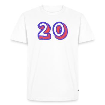 20. 20 ANS. 20e ANNIVERSAIRE. ANNIVERSAIRE 20 ANS. - T-shirt Premium bio Homme - blanc - Devant - Nico (187cm)