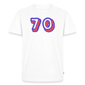 70. 70 ANS. 70e ANNIVERSAIRE. ANNIVERSAIRE 70 ANS. - T-shirt Premium bio Homme - blanc - Devant - Nico (187cm)