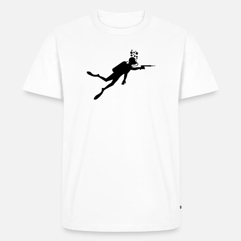 Taucher mit Harpune - Männer Premium Bio T-Shirt - Weiß