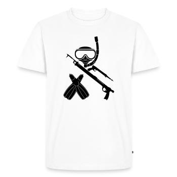 Équipement de plongée en apnée Harpoon - T-shirt Premium bio Homme - blanc - Devant - Nico (187cm)