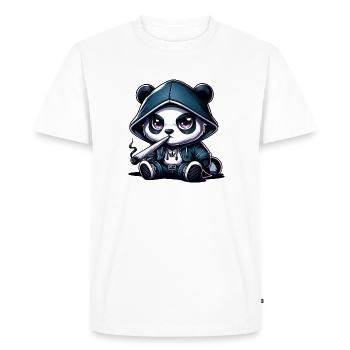 Panda Hoodie Fumée Néon - T-shirt Premium bio Homme - blanc - Devant - Nico (187cm)
