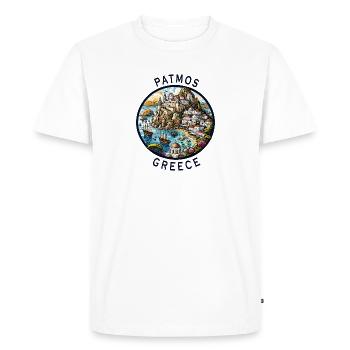 Patmos Greece Vacation Aegean Sea Travel - Men's Premium Organic T-Shirt - white - Front - Nico (187cm)