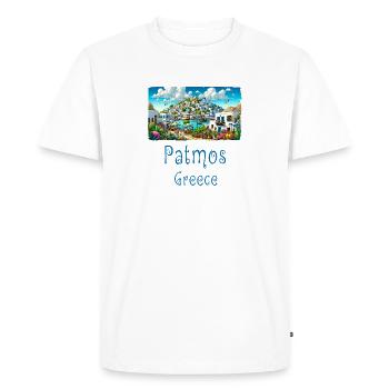Patmos, Grèce, île de vacances, plage - T-shirt Premium bio Homme - blanc - Devant - Nico (187cm)