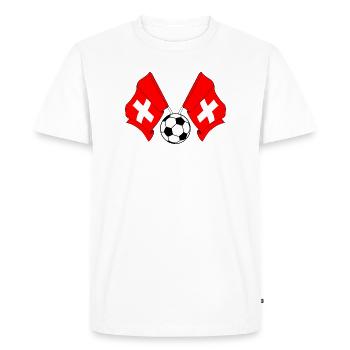 Deux drapeaux suisses football Suisse - T-shirt Premium bio Homme - blanc - Devant - Nico (187cm)