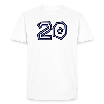 20. 20 ANS - T-shirt Premium bio Homme - blanc - Devant - Nico (187cm)