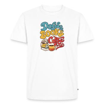 Dog and books with coffee - Men's Premium Organic T-Shirt - white - Front - Nico (187cm)