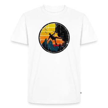 Climber at Sunset Badge - Men's Premium Organic T-Shirt - white - Front - Nico (187cm)