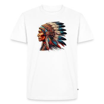 Amérindien Peau rouge d’Amérique - T-shirt Premium bio Homme - blanc - Devant - Nico (187cm)