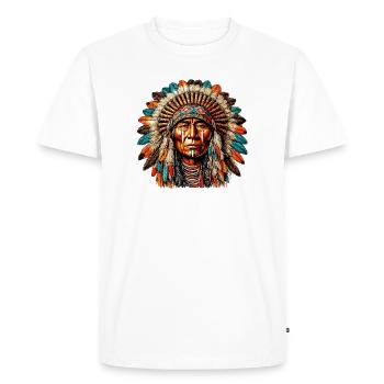 Amérindien Peau rouge d’Amérique - T-shirt Premium bio Homme - blanc - Devant - Nico (187cm)