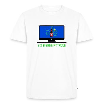 Six bières attaque - T-shirt Premium bio Homme - blanc - Devant - Nico (187cm)