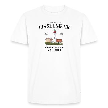 Phare d’Urk, IJsselmeer Pays-Bas, Dessin - T-shirt Premium bio Homme - blanc - Devant - Nico (187cm)