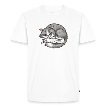 Cat_Just vous fourrure - T-shirt Premium bio Homme - blanc - Devant - Nico (187cm)