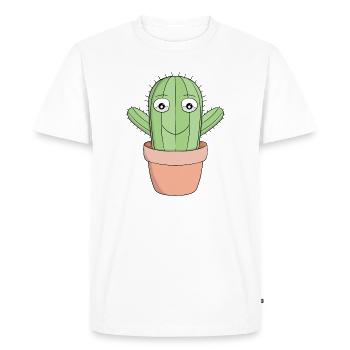 Un joli cactus souriant - T-shirt Premium bio Homme - blanc - Devant - Nico (187cm)