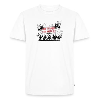 Sauvez les abeilles Nature Dicton Illustration Fleurs - T-shirt Premium bio Homme - blanc - Devant - Nico (187cm)