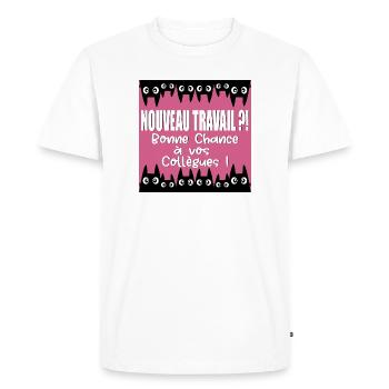 BONNE CHANCE COLLÈGUES - T-shirt Premium bio Homme - blanc - Devant - Nico (187cm)