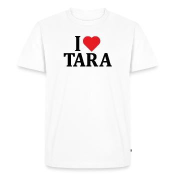 t-shirt J’aime Tara t-shirt idée cadeau - T-shirt Premium bio Homme - blanc - Devant - Nico (187cm)