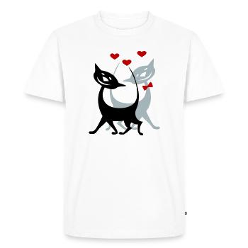 Chats amoureux - T-shirt Premium bio Homme - blanc - Devant - Nico (187cm)