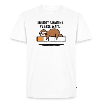 Paresseux Énergisant - Cadeau Relaxation Humour - T-shirt Premium bio Homme - blanc - Devant - Nico (187cm)