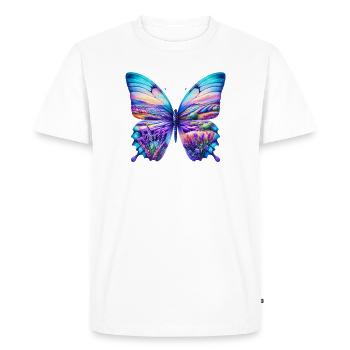 Fleurs papillon champ de lavande champs provence - T-shirt Premium bio Homme - blanc - Devant - Nico (187cm)
