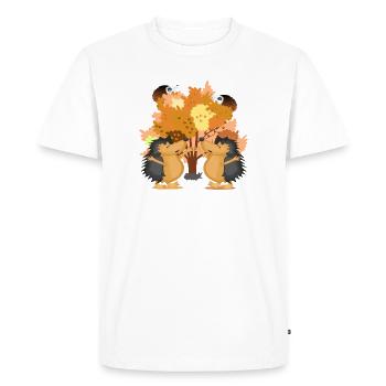 ILLUSTRATIONS D’ANIMAUX HÉRISSON ARBRE D’AUTOMNE - T-shirt Premium bio Homme - blanc - Devant - Nico (187cm)