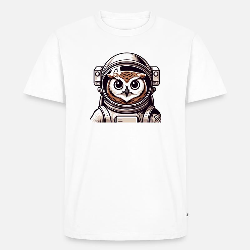 Eine Astronauten-Eule im Cartoon-Stil - Männer Premium Bio T-Shirt - Weiß