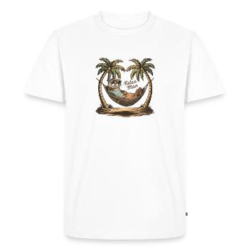 T-Shirt Loutre Relax - Cool et Serein - T-shirt Premium bio Homme - blanc - Devant - Nico (187cm)