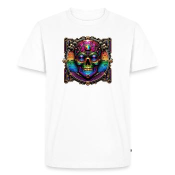 Conception de crâne arc-en-ciel cyberpunk - T-shirt Premium bio Homme - blanc - Devant - Nico (187cm)