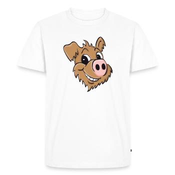 Pig dog - smiling - Men's Premium Organic T-Shirt - white - Front - Nico (187cm)
