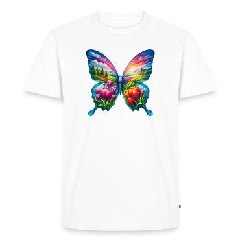 Butterfly Flowers Tulips Tulip Holland - Men's Premium Organic T-Shirt - white - Front - Nico (187cm)