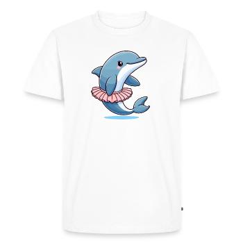 Dauphin de ballet : Vagues gracieuses - T-shirt Premium bio Homme - blanc - Devant - Nico (187cm)