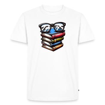 Futé livresque : la pile savante - T-shirt Premium bio Homme - blanc - Devant - Nico (187cm)
