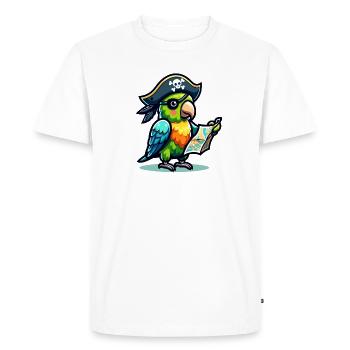 Pirate Parrot: Winged Buccaneer of the Map - Men's Premium Organic T-Shirt - white - Front - Nico (187cm)