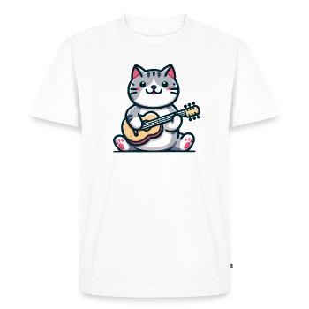Le chat qui gratte la guitare - T-shirt Premium bio Homme - blanc - Devant - Nico (187cm)