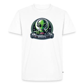 Galactic Grooves: The Extraterrestrial DJ - Men's Premium Organic T-Shirt - white - Front - Nico (187cm)