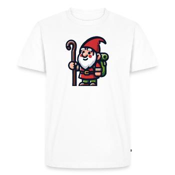 Gnome itinérant : le voyageur pionnier - T-shirt Premium bio Homme - blanc - Devant - Nico (187cm)